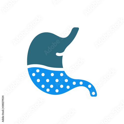Stomach fire excessive acidity indigestion colored icon. Gastrointestinal tract diseases, heartburn, vomiting symbol