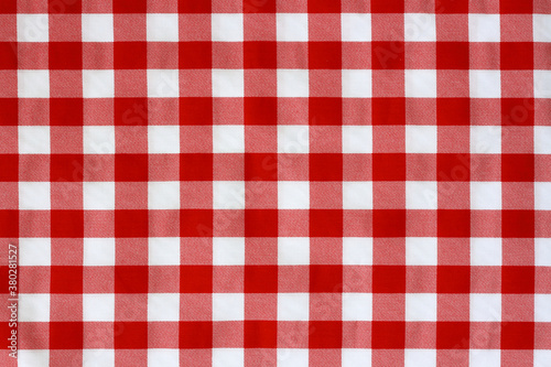 top view, tablecloth scotch pattern red white. can place food and everything on tablecloth