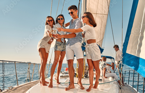 Friends on yacht