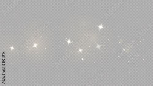 Falling Snow on Gray  Vector.  Christmas Weather. Background.Glow light effect. Vector illustration. Christmas flash. dust.