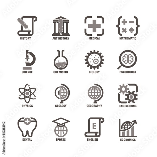 collection of educational subject icons