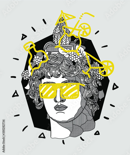 Creative geometric yellow style. Dionysus.