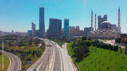 Istanbul seaside aerial view during Covid lockdown, Atasehir photo