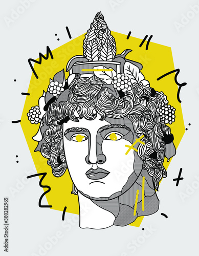 Creative geometric yellow style. Dionysus.