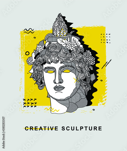 Creative geometric yellow style. Dionysus.