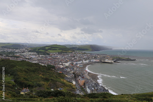 A view across Cardigan Bay at Aberystwyth, Ceredigion, Wales, UK.