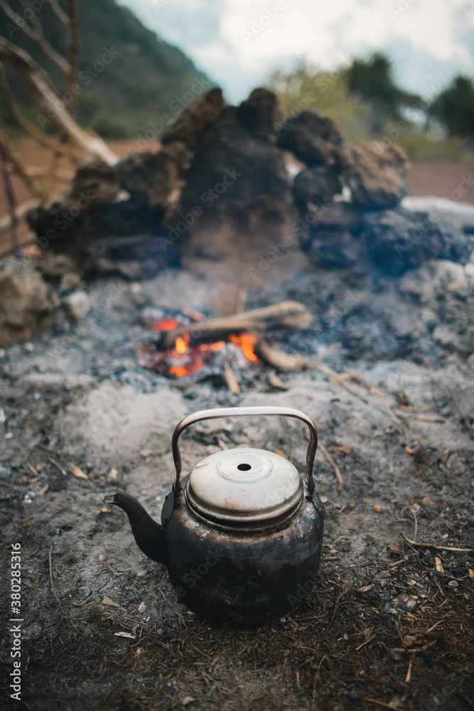 Old Kettle By A Camping Fire Old Kettle By A Camping Fire