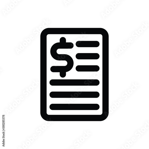 Invoices dollar (Money) icon outline vector. isolated on white background