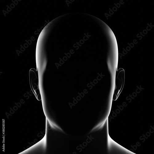 Unknown male silhouette person. 3d render