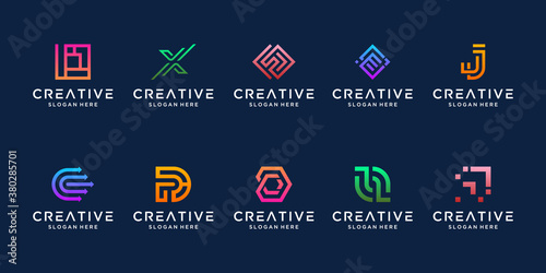 Set of abstract initial letter monogram logo design template