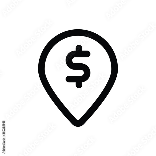 Pin (Money) icon outline vector. isolated on white background
