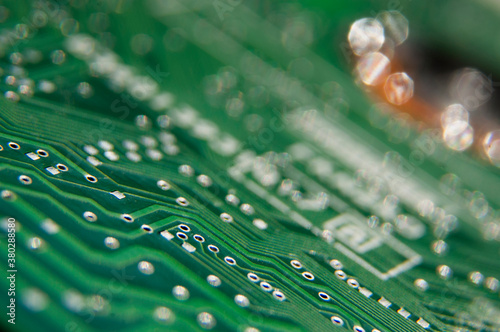 Closeup of electronic circuit board photo