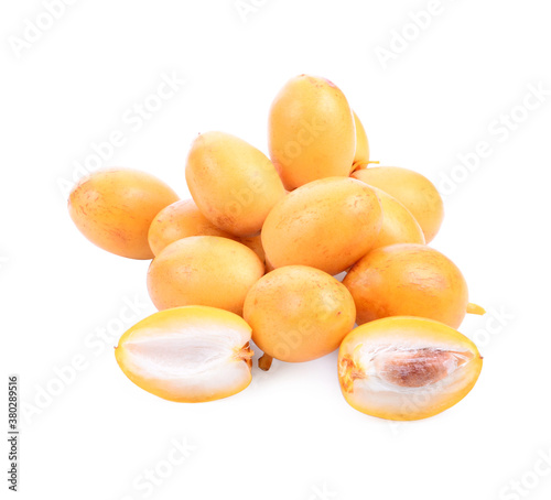 Date fruits isolated on white background.