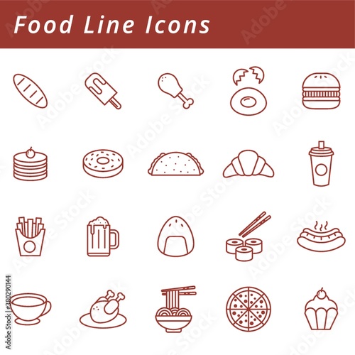 collection of food line icons