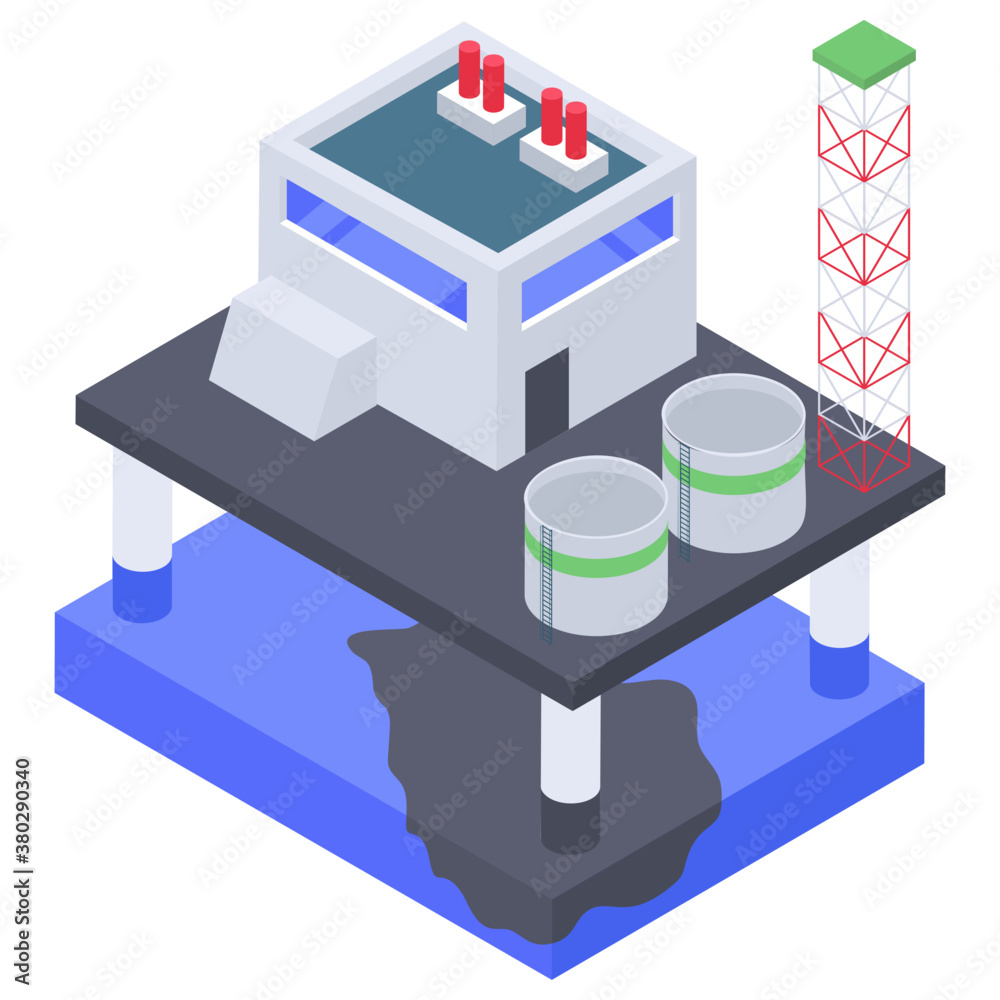 Refinery plant icon in isometric design
Refinery plant icon in isometric design