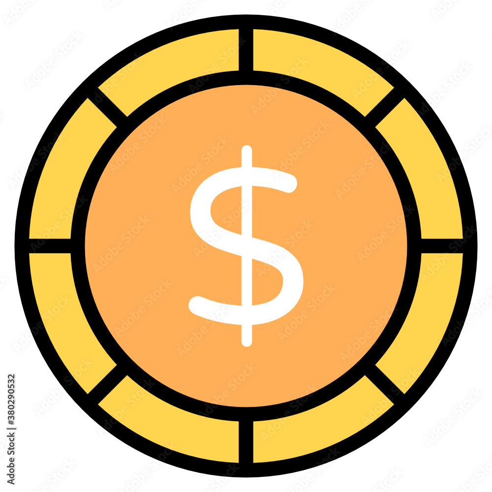 Currency icon in flat style, dollar coin in editable vector
Currency icon in flat style, dollar coin in editable vector
