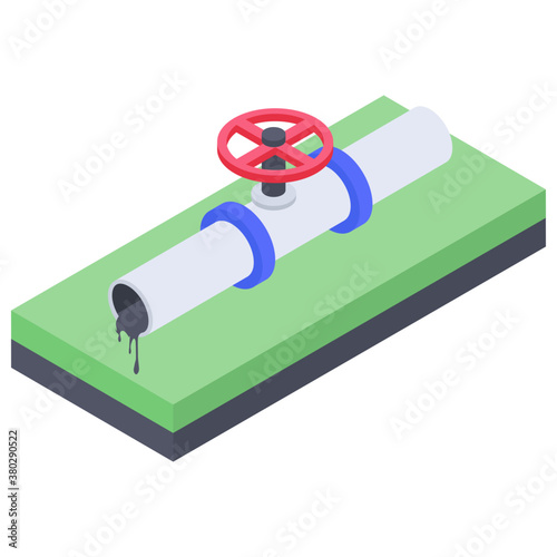 

Oil valve pipeline in isometric  icon 
