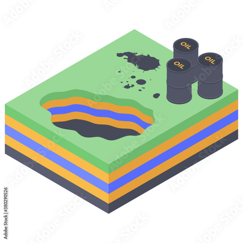 
Oil spilling barrels isometric vector 

