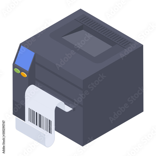 
Barcode printer icon, isometric vector 
