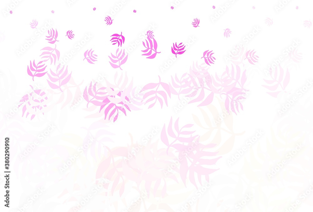 Light Pink, Yellow vector abstract background with leaves.