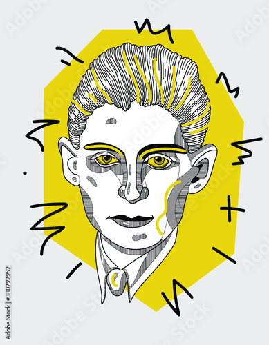 Creative geometric yellow style. Franz Kafka. photo