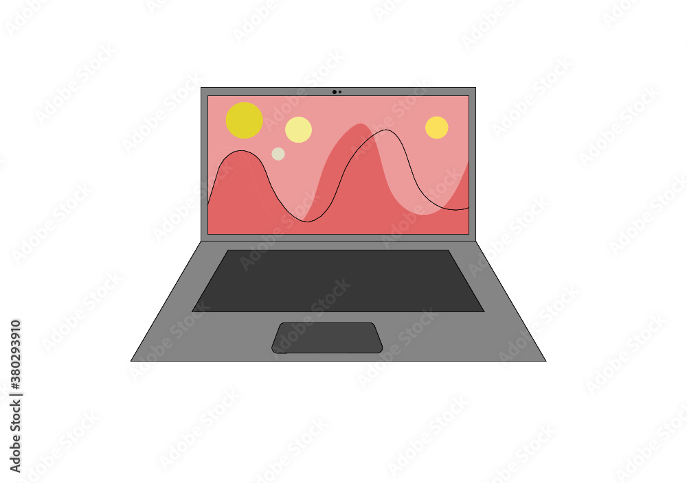 modern laptop with picture