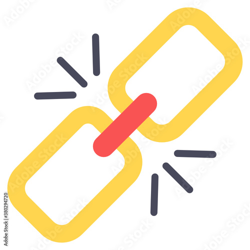 
An icon of chain link, flat style of linkage 
