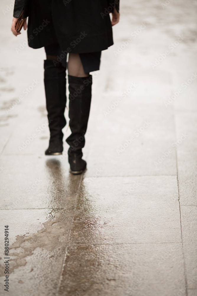 young woman walking down the street young woman walking down the street