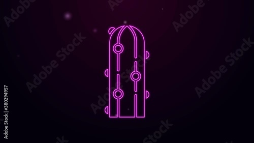 Glowing neon line Cactus icon isolated on purple background. 4K Video motion graphic animation.