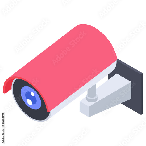 
Cctv security camera icon in isometric design 
