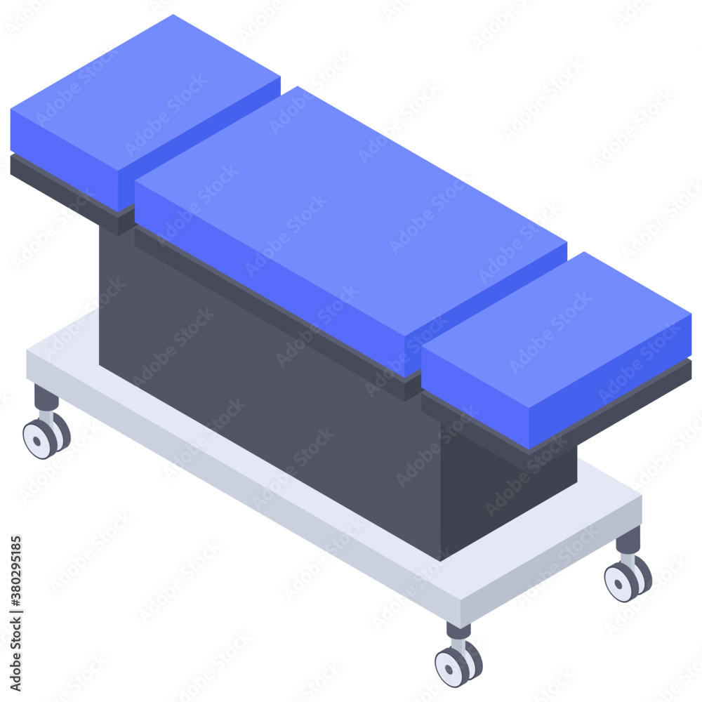 Icon of stretcher in isometric design.
Icon of stretcher in isometric design.