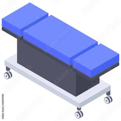 
Icon of stretcher in isometric design.

