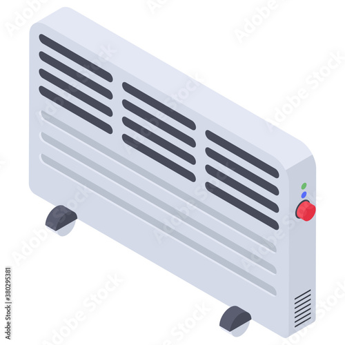  Icon of electric heater in isometric design. 