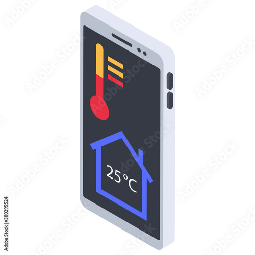 
Icon of mobile temp app isometric design.
