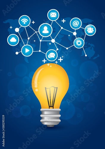 Lightbulb with social media icons
