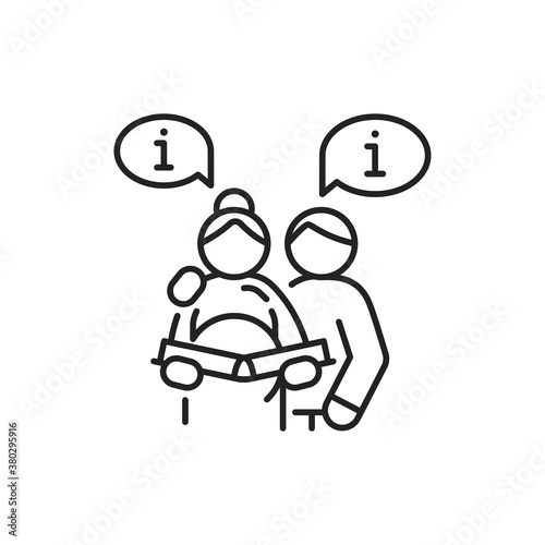 Courses for future parents black line icon. Pictogram for web, mobile app, promo. UI UX design element.