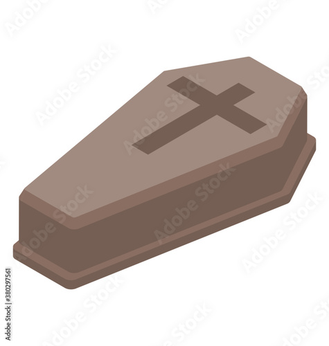 
Coffin icon in isometric design
