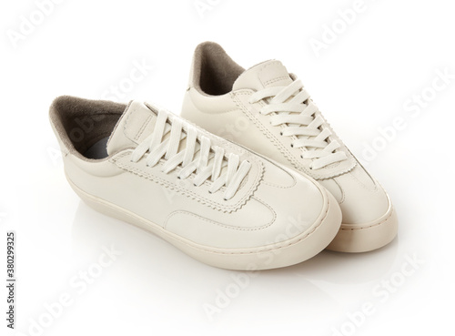 White leather shoes isolated on white