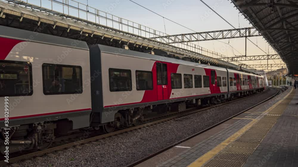 After the end of working day, people depart home on train,time lapse After the end of working day, people depart home on train,time lapse