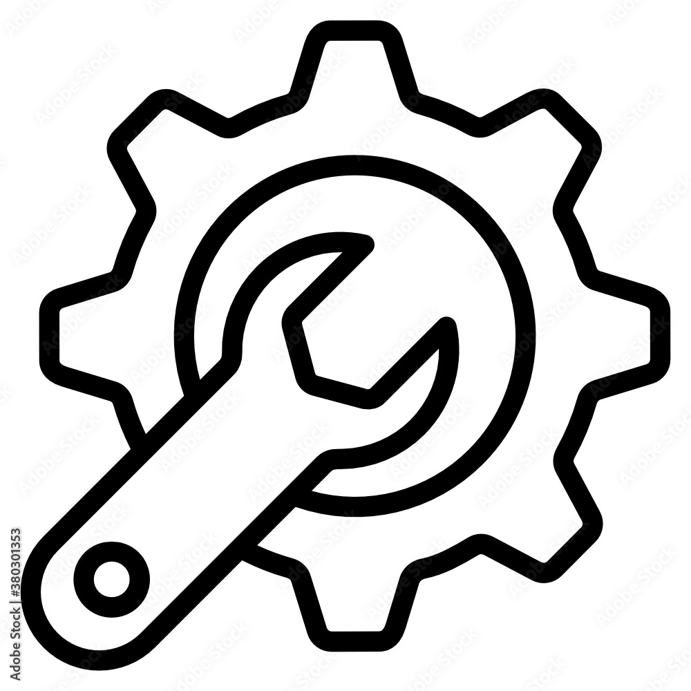 Gear with spanner, technical tools icon
Gear with spanner, technical tools icon