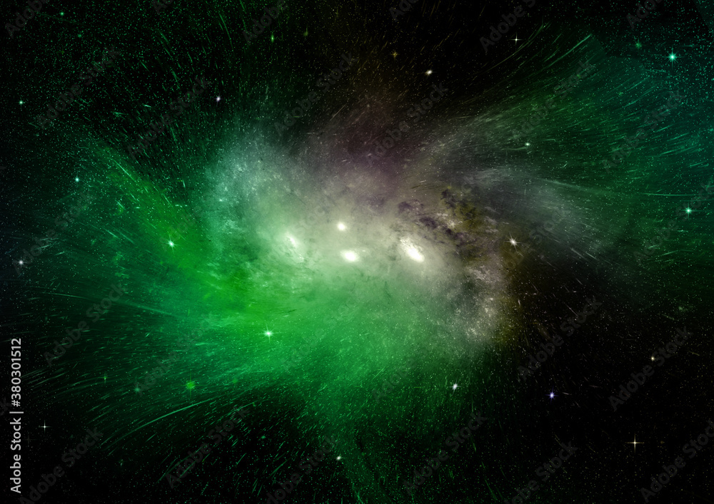 Fototapeta premium Stars, dust and gas nebula in a far galaxy