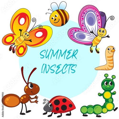  children's vector illustration funny insects set © TATIANA