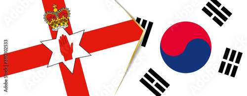 Northern Ireland and South Korea flags, two vector flags.