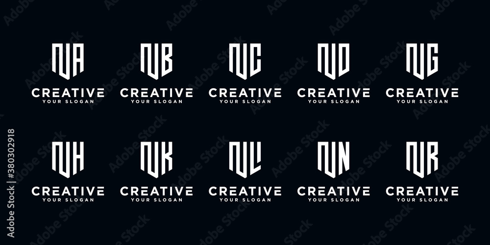 Set of creative letter N and etc logo template. icons for business of finance, consulting, simple.