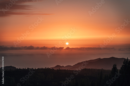 El Teide sunset over the clouds 