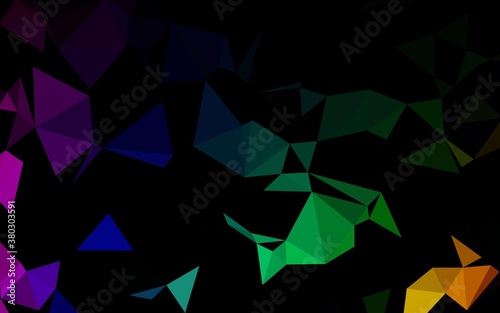 Dark Multicolor, Rainbow vector polygonal template. Shining illustration, which consist of triangles. Triangular pattern for your business design.
