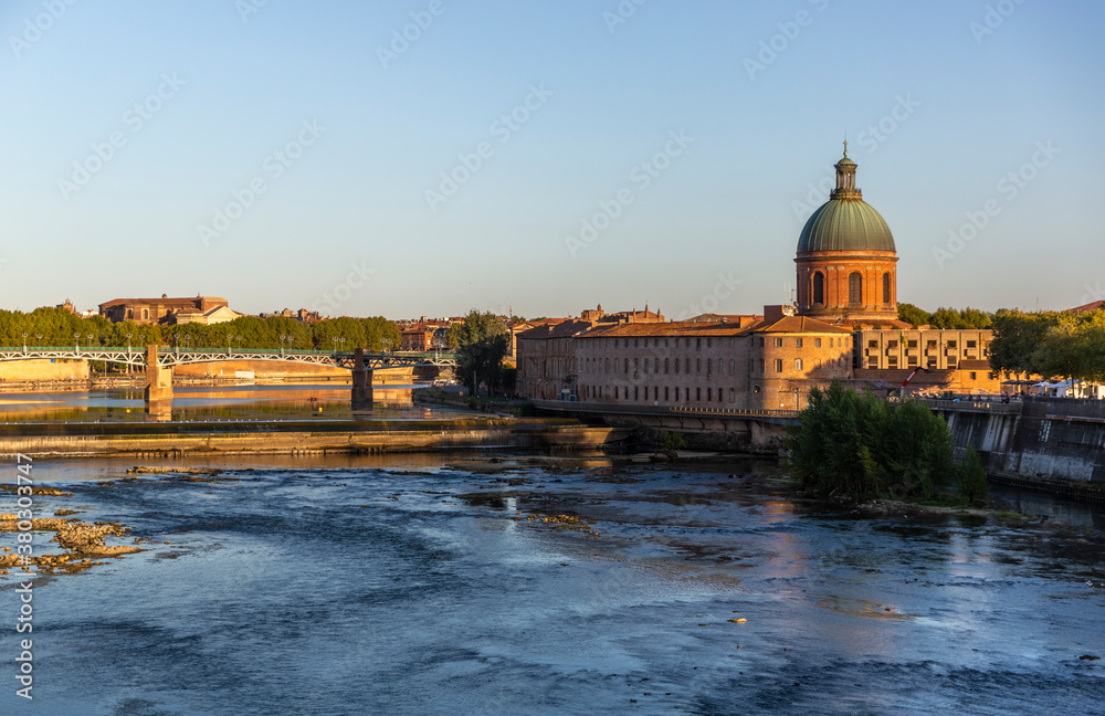 View of the Toulouse city center, Saint Joseph Dome and River Garonne, France