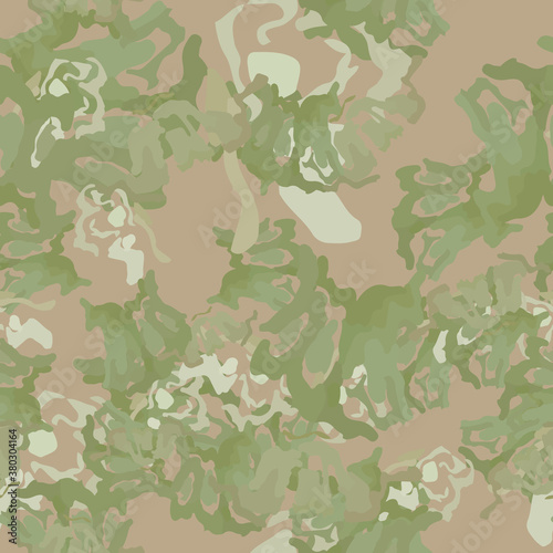 Forest camouflage of various shades of brown and green colors