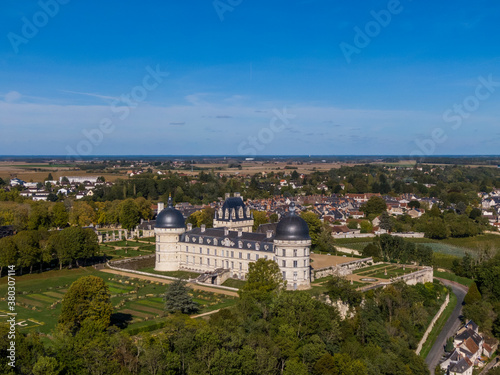 Aerial view of Chateau de Valencay, Loire Valley, France
