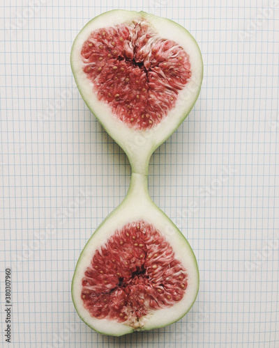 A fig cut in two pieces. photo